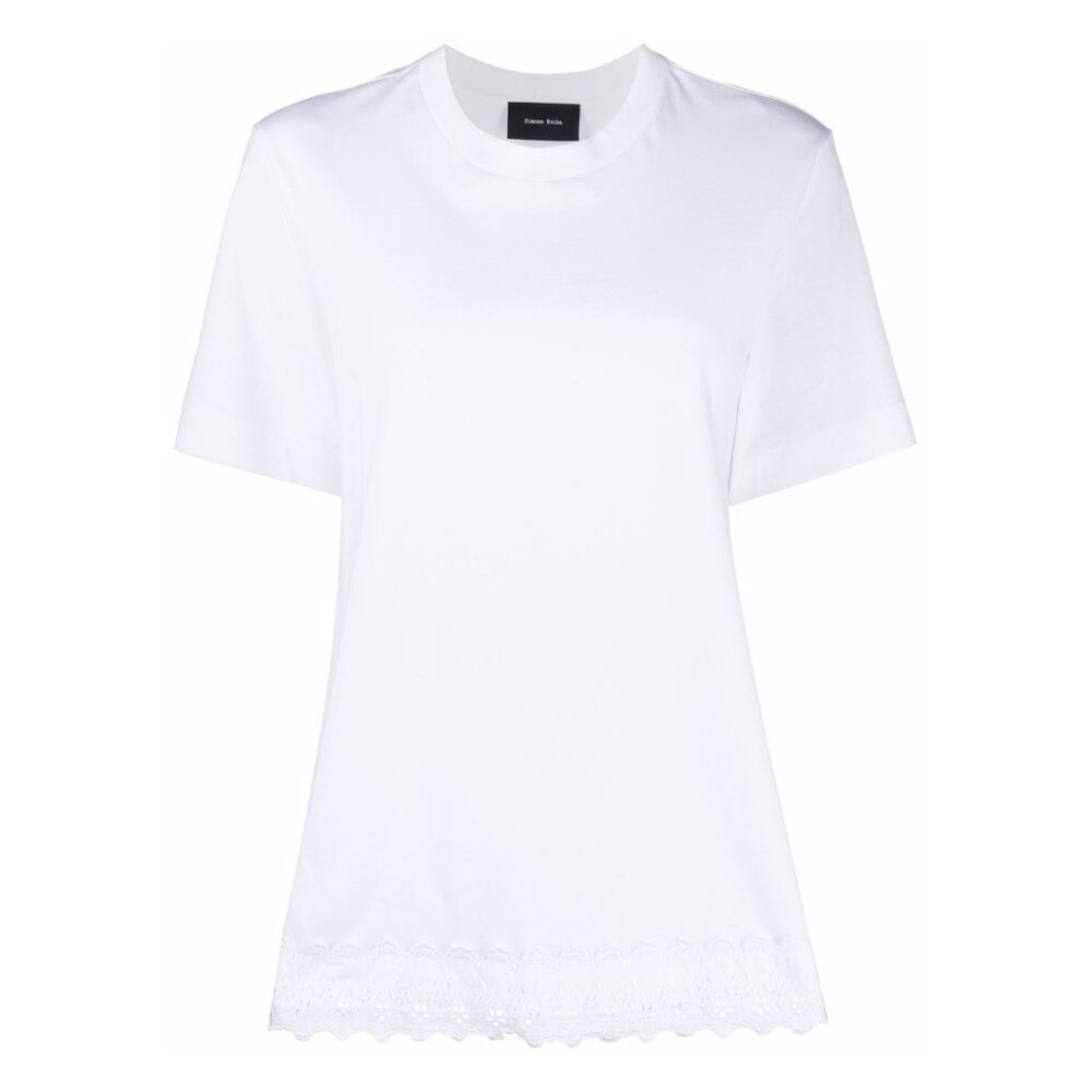 Simone Rocha Floral Scallop Hem T-shirt White Size XXS NWT Minor Flaws